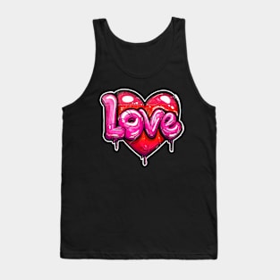 Cool Bubble Letter Graffiti and Valentines Heart LOVE Text Word Tank Top